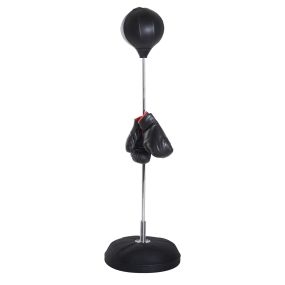 Saco de boxeo de pie ajustable 126-144 cm con base rellenable y guantes negro