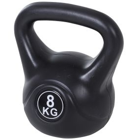 Pesa rusa 8 kg revestimiento de plástico relleno de arena mango ancho base plana negro