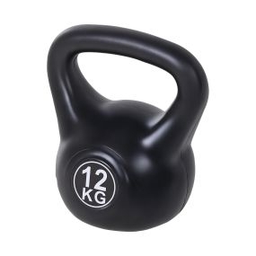 Pesa rusa 12 kg revestimiento de plástico y relleno de arena mango ancho base plana negro
