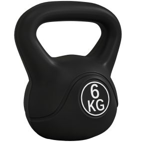Pesa rusa 6 kg revestimiento de plástico relleno de arena mango ancho base plana negro