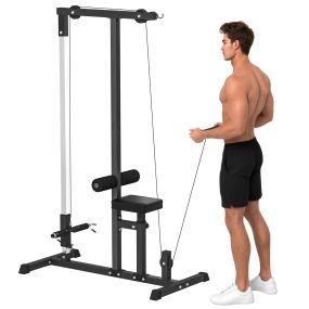 Máquina de musculación estación de entrenamiento para jalón al pecho con polea y asiento regulable negro 107x120x190 cm carga máx. 100 kg