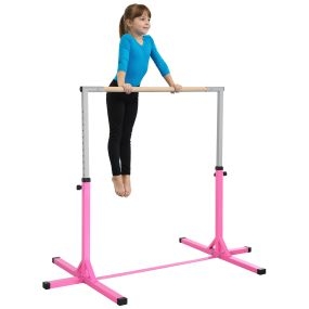 Barra de gimnasia para niños +3 años altura ajustable 92-150 cm rosa carga 75 kg