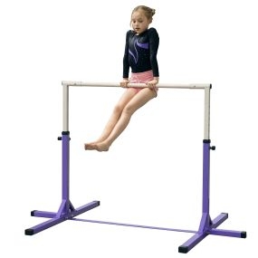 Barra de gimnasia para niños +3 años altura ajustable 92-150 cm violeta carga 75 kg