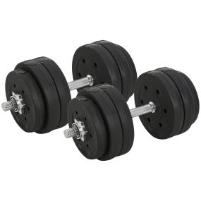 Conjunto de mancuernas ajustables 30 kg con discos y barras de conexión para gimnasio en casa