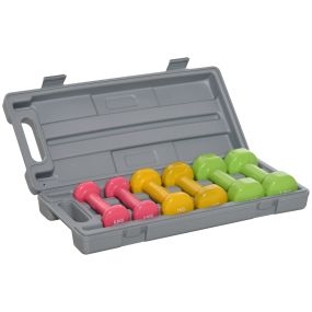 Juego de mancuernas hexagonales 6 piezas 6 kg con maletín multicolor