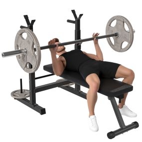 Banco de musculación multifuncional plegable con soporte ajustable y estación de dips, carga 220 kg