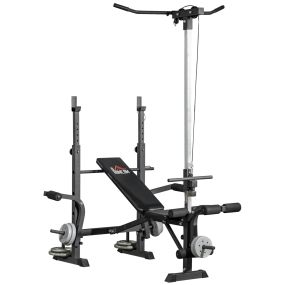 Banco de pesas multifuncional ajustable 6 posiciones para entrenamiento cuerpo completo 300 kg plata y negro