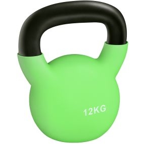 Pesa rusa de hierro fundido 12 kg con revestimiento de neopreno y mango ancho verde 20x13x23 cm