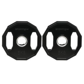 Juego de 2 discos de pesas olímpicas 5 kg hierro fundido negro Ø24x3,5 cm orificio 50 mm