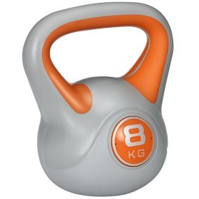 Pesa rusa 8 kg de PU con relleno de arena, mango ancho, naranja y gris para entrenamiento