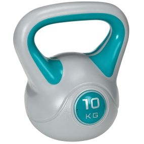 Pesa rusa 10 kg revestimiento PU relleno de arena mango ancho azul y gris para entrenamiento y culturismo
