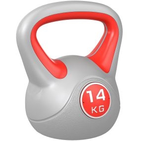 Pesa rusa 14 kg de PU y arena, mango ancho, rojo y gris, para entrenamiento y culturismo
