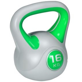 Pesa rusa 16 kg revestimiento PU y relleno de arena mango ancho verde y gris