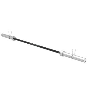 Barra de Pesas de Acero 180 cm Ø50 mm 15 kg con 2 Presillas Carga 200 kg Barra Olímpica para los Discos de Ø5 cm Entrenamiento en Gimnasio Casa Negro