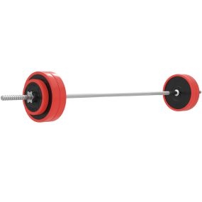 Barra de pesas 30 kg con mancuernas y 6 discos para entrenamiento de fuerza 170x26x26 cm rojo