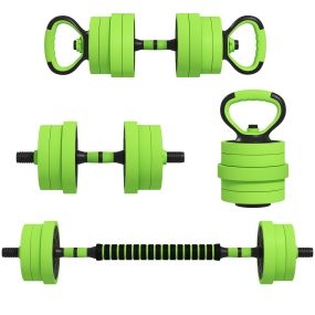 Juego de mancuernas ajustables 4 en 1 20 kg verde para casa y gimnasio