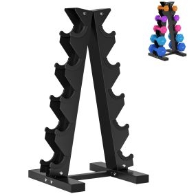 Estante para mancuernas de 5 niveles de acero negro 35x33x66 cm carga 100 kg