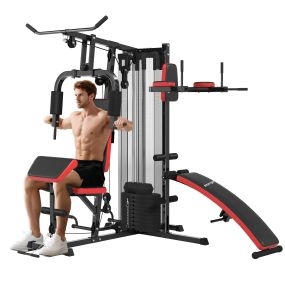 Máquina multiestación de musculación ajustable para casa con placas de 45 kg 225x175x200 cm negro