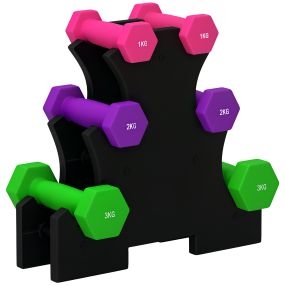 Juego de mancuernas 12 kg con soporte hexagonal multicolor para entrenamiento en casa y gimnasio