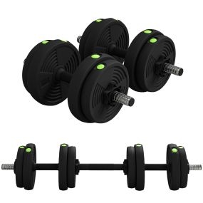 Juego de mancuernas ajustables 2 en 1 15 kg con barra de conexión y mango antideslizante