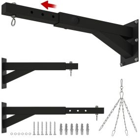 Soporte de pared para saco de boxeo ajustable 45-65 cm con gancho giratorio 360° y cadenas negro carga 60 kg