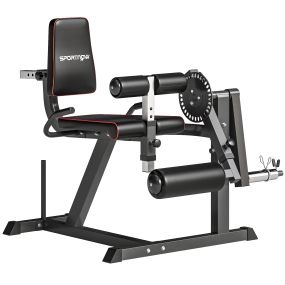 Máquina de Extensión y Curl de Piernas, Máquina de Estiramiento de Piernas Ajustable con Carga de Placas, para Entrenamiento de Cadera, Muslos y Pantorrillas, en Casa Gimnasio