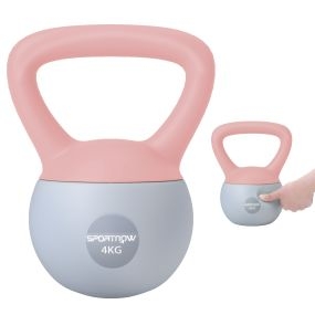 Pesa rusa 4 kg soft con relleno de arena metálica y mango antideslizante rosa palo y gris