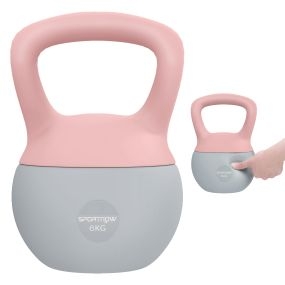 Pesa rusa 6 kg soft con relleno de arena metálica y mango antideslizante rosa palo y gris
