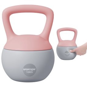 Pesa rusa 10 kg con relleno de arena metálica y mango antideslizante rosa palo y gris