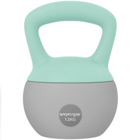 Pesa rusa 12 kg soft con relleno de arena metálica y mango antideslizante verde menta y gris