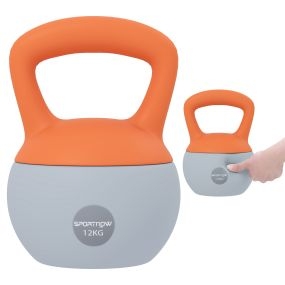 Pesa rusa 12 kg soft con relleno de arena metálica y mango antideslizante naranja y gris