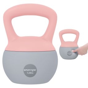 Pesa rusa 12 kg soft con relleno de arena metálica y mango antideslizante rosa palo y gris