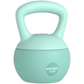 Pesa rusa 12 kg soft con relleno de arena metálica y mango antideslizante verde para entrenamiento en casa y gimnasio