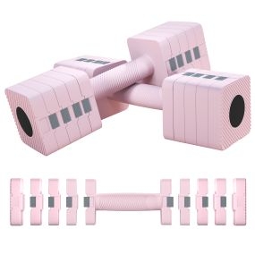 Mancuernas ajustables 10 kg con mango antideslizante diseño cuadrado rosa
