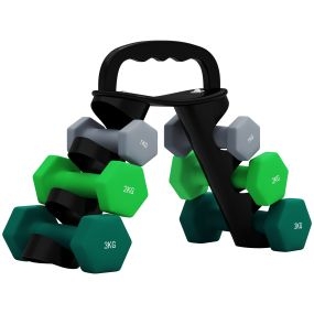 Juego de mancuernas hexagonales de 6 piezas 12 kg con soporte y mango antideslizante multicolor
