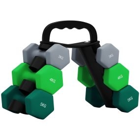 Juego de mancuernas hexagonales de 6 piezas 24 kg con soporte y mango antideslizante multicolor