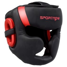 Casco de Boxeo Helmet MMA con Correa Ajustable Protector de Cabeza para Grappling Sparring Artes Marciales Kickboxing Karate Talla L Rojo y Negro