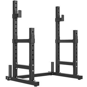 Soporte ajustable para pesas y barra con topes de seguridad, carga 300 kg, altura 48-135/45-85 cm