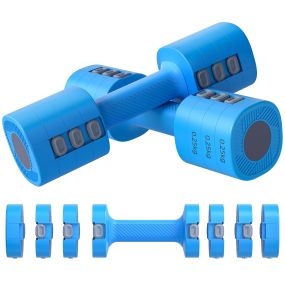 Juego de mancuernas ajustables 4 en 1 de metal azul con mangos antideslizantes para entrenamiento en casa y gimnasio