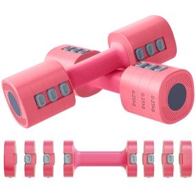 Juego de mancuernas ajustables 4 en 1 de metal rojo con mangos antideslizantes para entrenamiento en casa y gimnasio