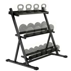 Soporte para mancuernas de 3 niveles de acero, carga 200 kg, 88x66x88 cm