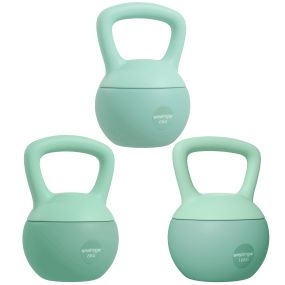 3 pesas rusas soft 6/8/10 kg con relleno de arena metálica y mango antideslizante verde