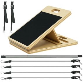 Kit de barra de pilates con 6 bandas elásticas y tabla inclinada ajustable gris
