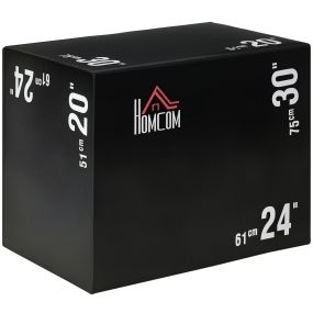Caja pliométrica 3 en 1 con cremallera 3 alturas 120 kg 75x51x61 cm negro