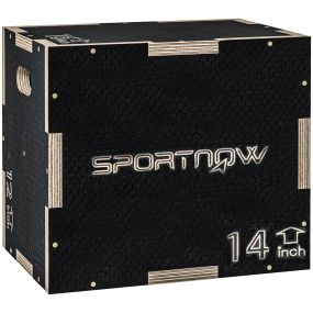 Caja pliométrica negra con 3 alturas, carga 120 kg, 40,5x35,5x30,5 cm