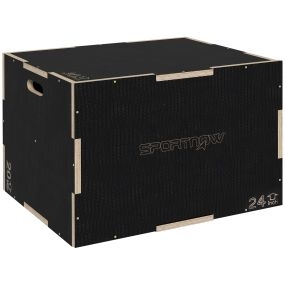 Caja pliométrica 3 alturas 61x51x41 cm negro carga 120 kg entrenamiento fuerza en casa oficina