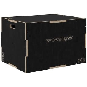 Caja pliométrica 3 alturas 76x61x51 cm negro carga 120 kg para entrenamiento de fuerza
