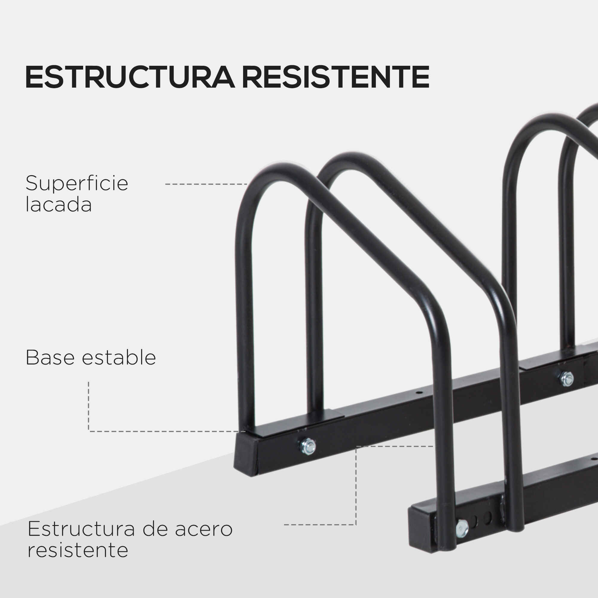Soporte de acero para aparcar bicicletas en suelo o pared 76x33x27 cm negro