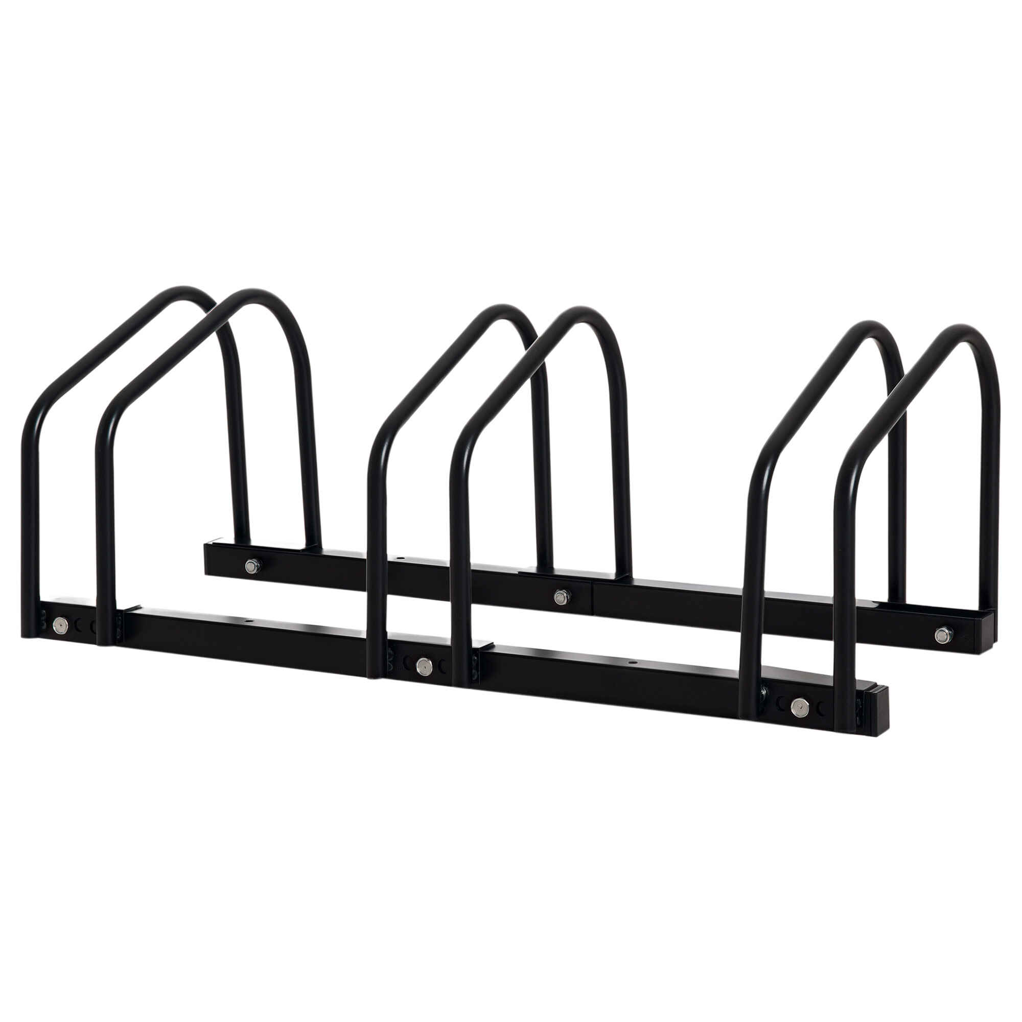 Soporte de acero para aparcar bicicletas en suelo o pared 76x33x27 cm negro