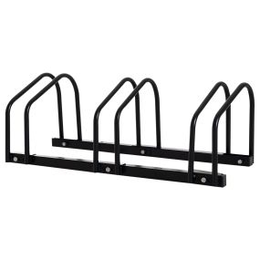 Soporte de acero para aparcar bicicletas en suelo o pared 76x33x27 cm negro